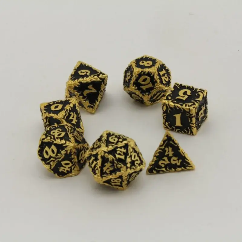 7Pcs/set Metal Dice Set Board Game Multi Sided Dice DND Metal Solid Dice