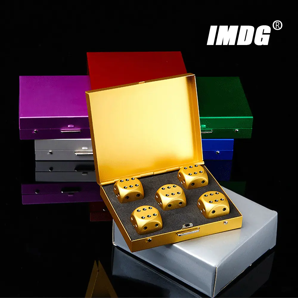 5pcs/pack Colorful Aluminum Alloy Metal Dice Square Box 16mm Round Corner High Quality Boutique Game Dice