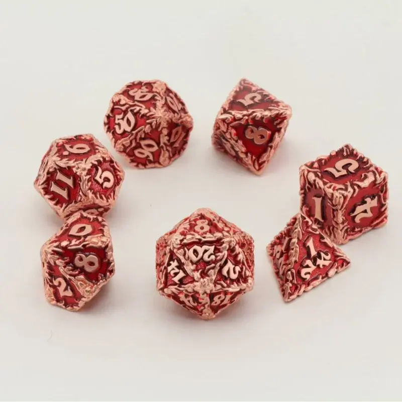 7Pcs/set Metal Dice Set Board Game Multi Sided Dice DND Metal Solid Dice