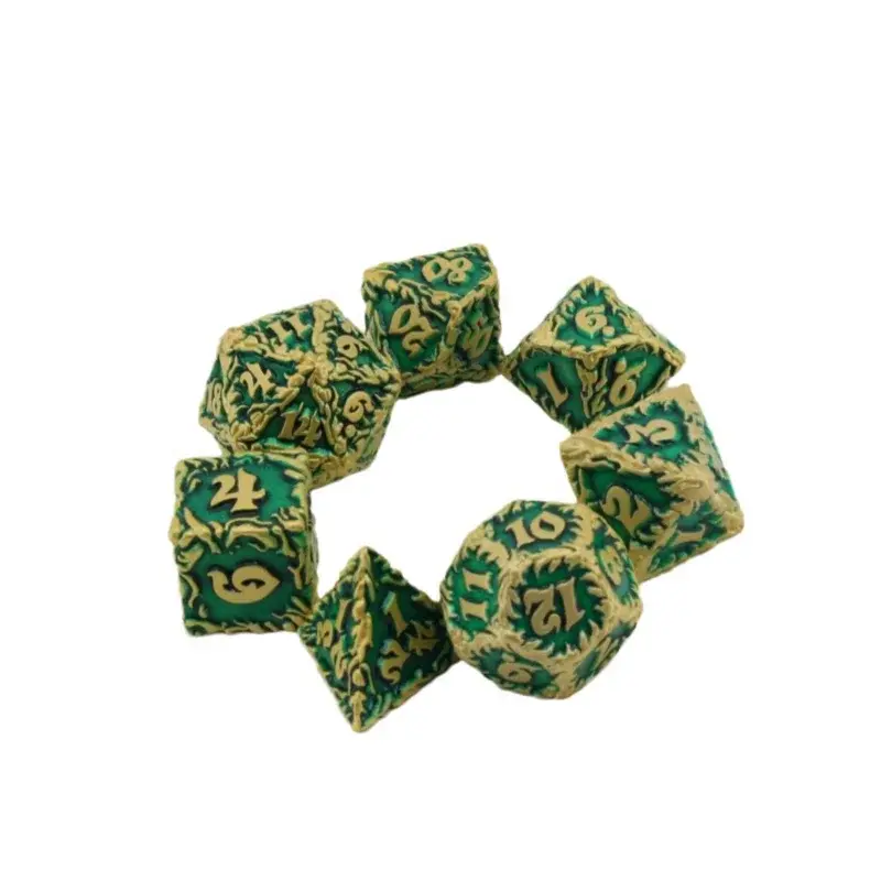 7Pcs/set Metal Dice Set Board Game Multi Sided Dice DND Metal Solid Dice