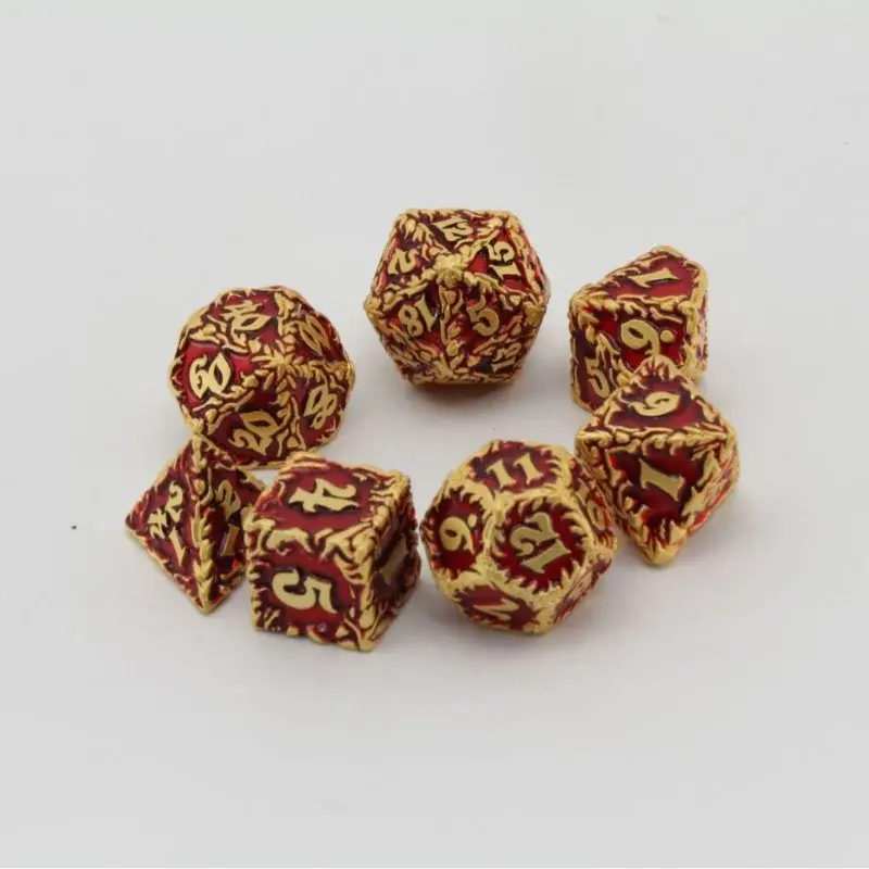 7Pcs/set Metal Dice Set Board Game Multi Sided Dice DND Metal Solid Dice