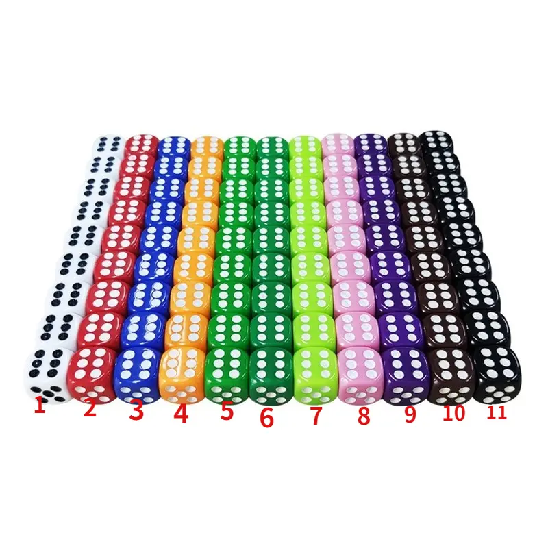 100Pcs/set 2021 Foreign Trade New Product 16mm Color Dice Acrylic New Material Dice Game Dice