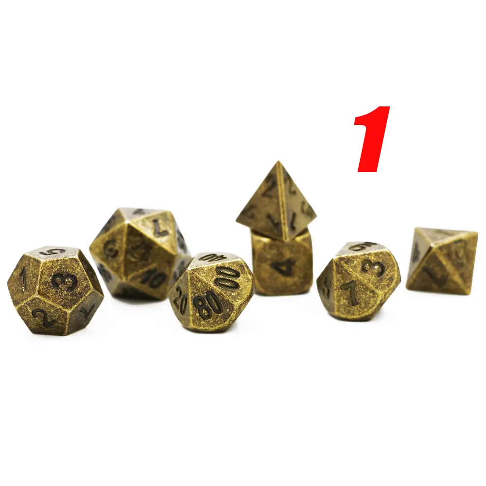 IMDG 7pcs/set Creative RPG Game Dice Polyhedron Metal Dice Cubes Different Color Game Dice
