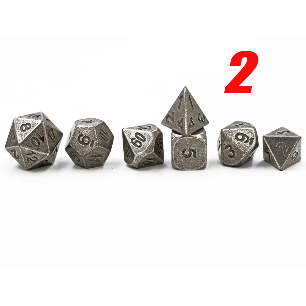 IMDG 7pcs/set Creative RPG Game Dice Polyhedron Metal Dice Cubes Different Color Game Dice