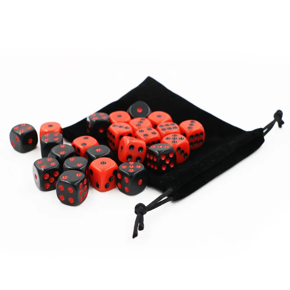 24Pcs/pack High Quality Boutique Dice #16 KTV Bar Acrylic Colorful Red Black Round Corner Gambling Casino Dice