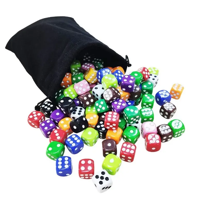 100Pcs/set 2021 Foreign Trade New Product 16mm Color Dice Acrylic New Material Dice Game Dice
