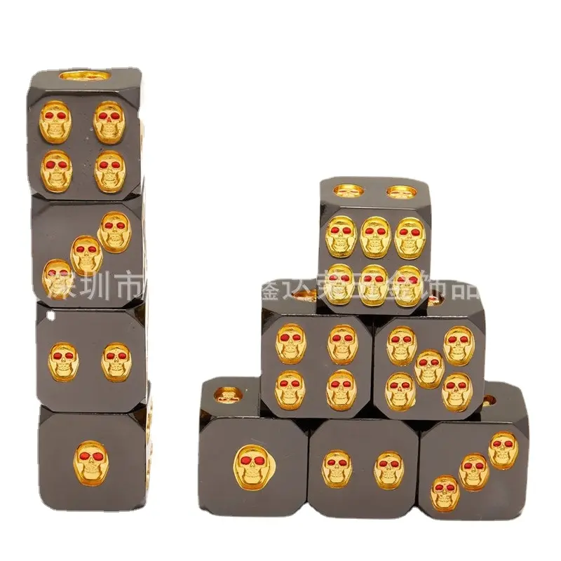 6Pcs/set Foreign Trade New Product Metal Dice Set Flashing Pink Color Cthulhu Board Game Multi-sided Dice