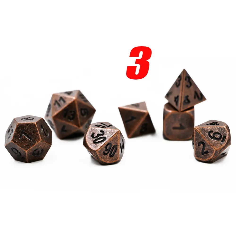 IMDG 7pcs/set Creative RPG Game Dice Polyhedron Metal Dice Cubes Different Color Game Dice