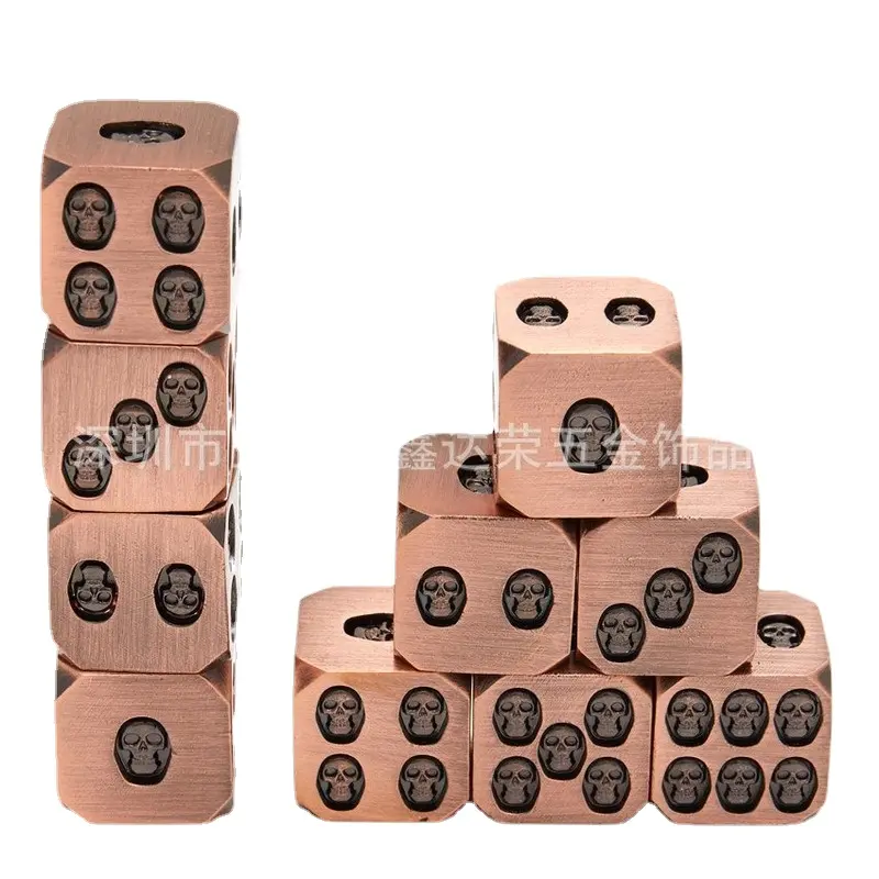 6Pcs/set Foreign Trade New Product Metal Dice Set Flashing Pink Color Cthulhu Board Game Multi-sided Dice