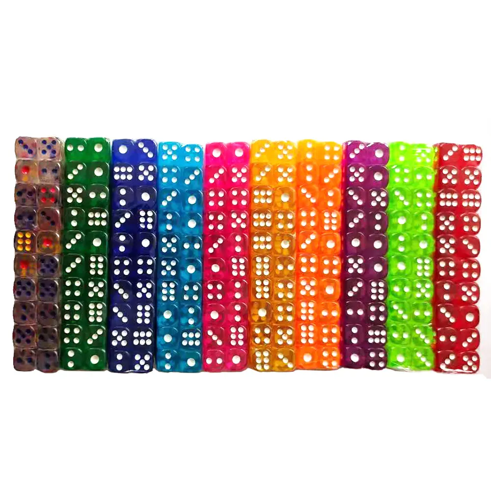 100pcs/Pack 12mm New Acrylic Dice Transparent Red #12 Round Corner High Quality Boutique Dice