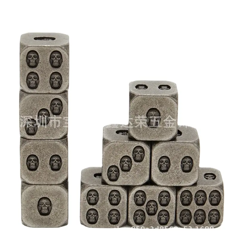 6Pcs/set Foreign Trade New Product Metal Dice Set Flashing Pink Color Cthulhu Board Game Multi-sided Dice