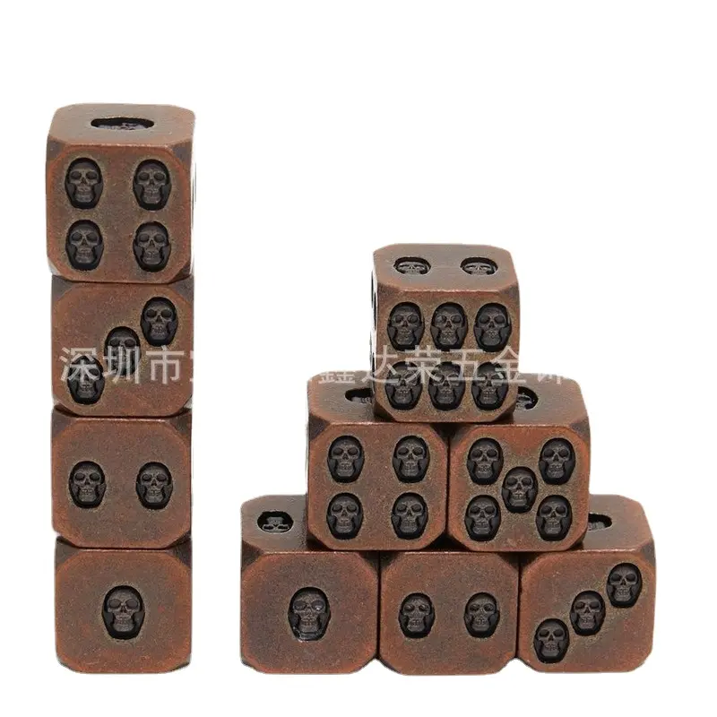 6Pcs/set Foreign Trade New Product Metal Dice Set Flashing Pink Color Cthulhu Board Game Multi-sided Dice