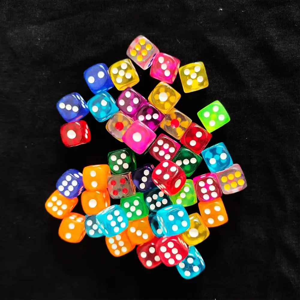 100pcs/Pack 12mm New Acrylic Dice Transparent Red #12 Round Corner High Quality Boutique Dice