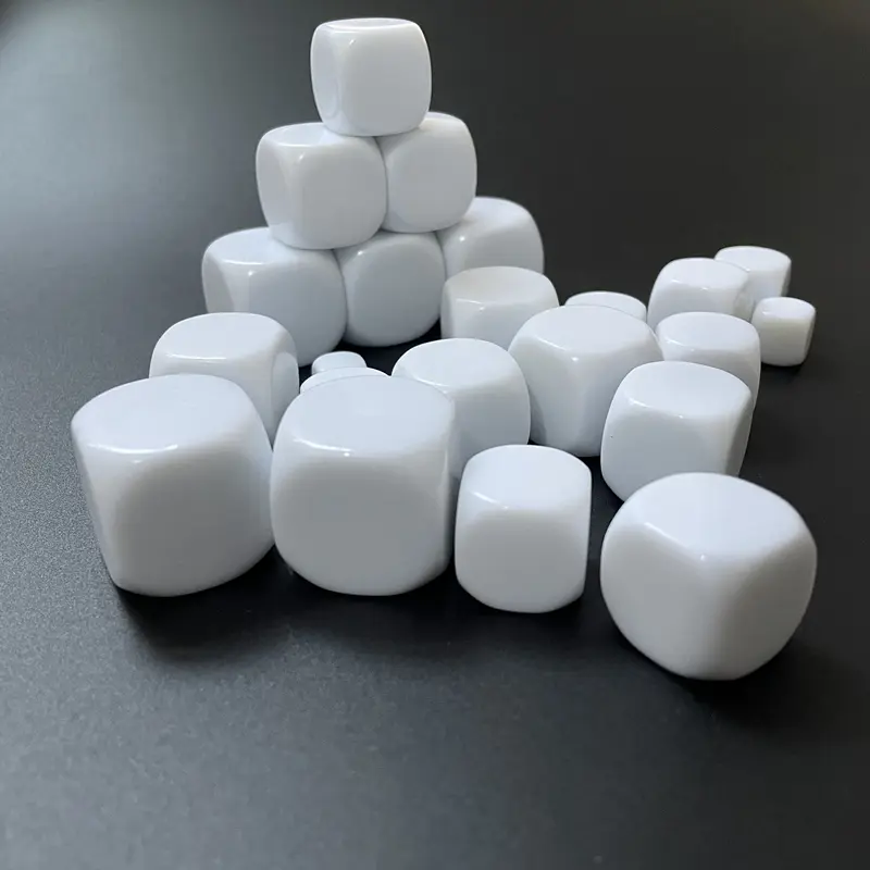 50 pcs 10/12/14/16/18/20/22/25MM smooth white dice acrylic rounded dice used to write blank hexahedrons with a big head pen
