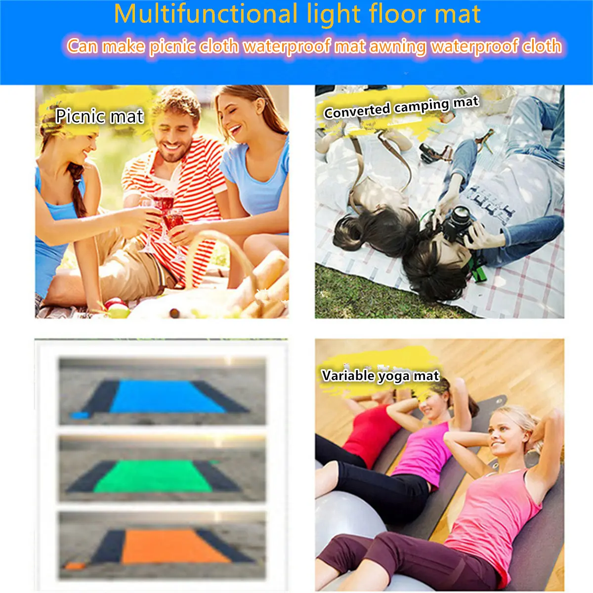 Portable Beach Mat Outdoor Camping Waterproof Beach Mat Foldable Dual-use Raincoat Picnic Picnic Blanket Hiking Temporary Pad