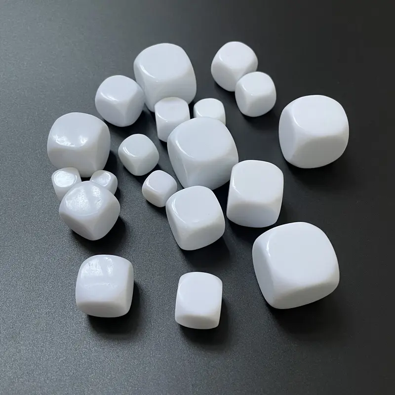 50 pcs 10/12/14/16/18/20/22/25MM smooth white dice acrylic rounded dice used to write blank hexahedrons with a big head pen