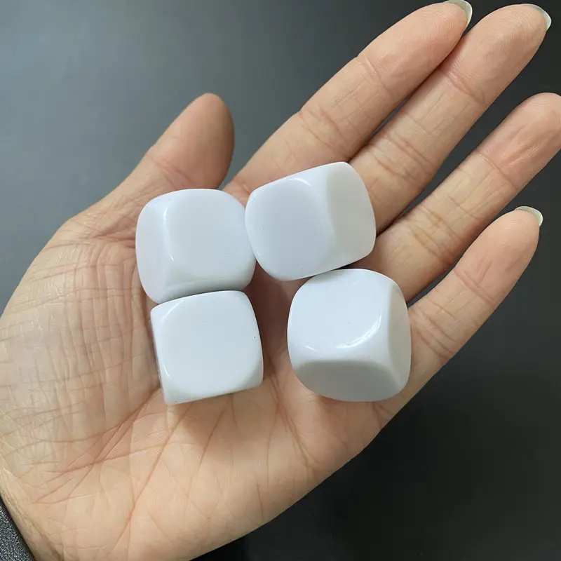 50 pcs 10/12/14/16/18/20/22/25MM smooth white dice acrylic rounded dice used to write blank hexahedrons with a big head pen