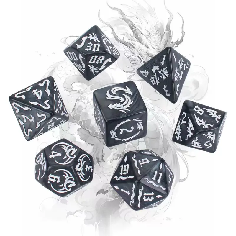 New 7 pcs/set of sculpted dice New acrylic set D4 D6 D8 D10 D12 D20 multi-sided dice for board games High quality