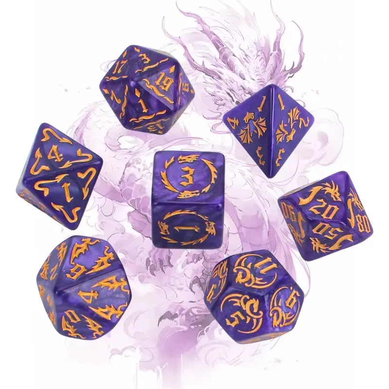New 7 pcs/set of sculpted dice New acrylic set D4 D6 D8 D10 D12 D20 multi-sided dice for board games High quality
