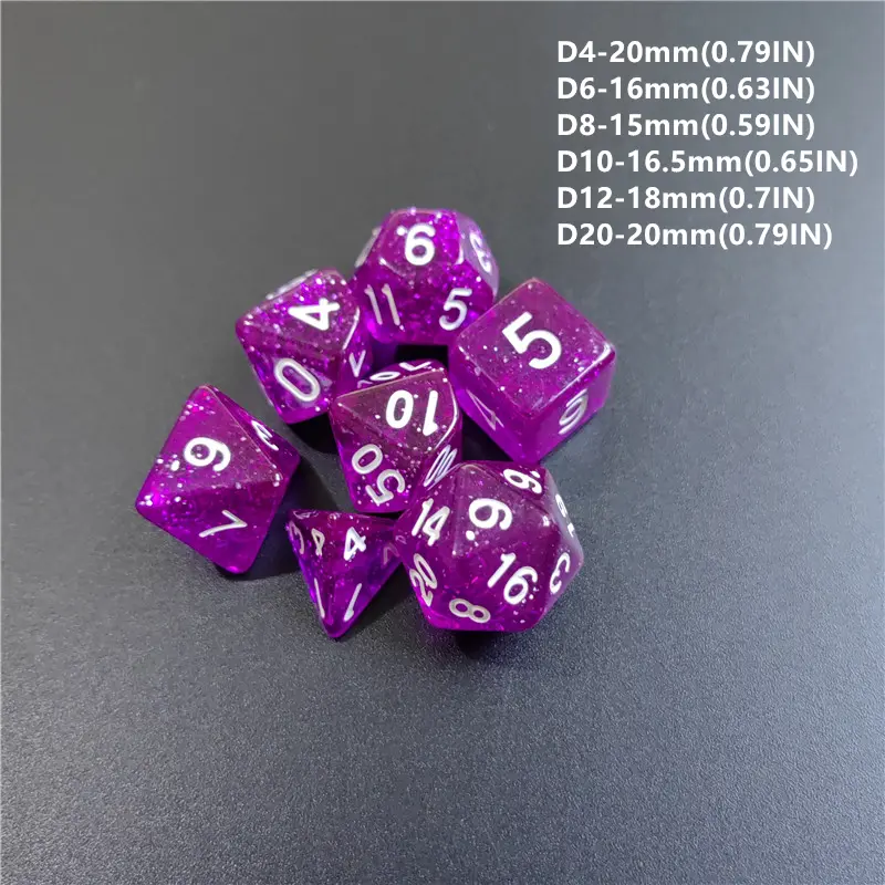 7 PCs 1 Set Of Transparent Flash Point Dice New Acrylic Set D4 D6 D8 D10 D12 D20 Multi-sided Dice TRPG Dungeons & Dragons Game