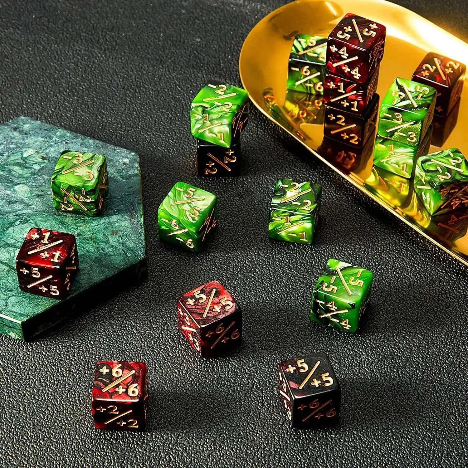 10Pcs 16mm 6 Side Dice Counters +1/-1 Dice Counting Dice  and negative  dual color positive and negative dice