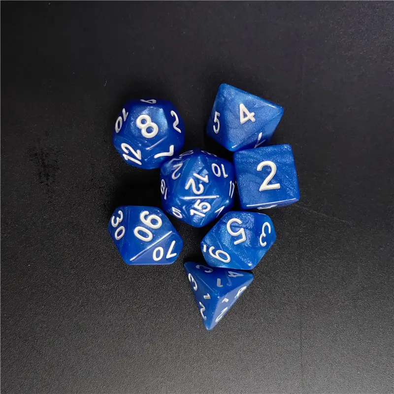 7 Pcs 1 Set Of Pearl Style DND Dice Set D4 D6 D8 D10 D12 D20 Multi-sided Dice For TRPG Dragon Games