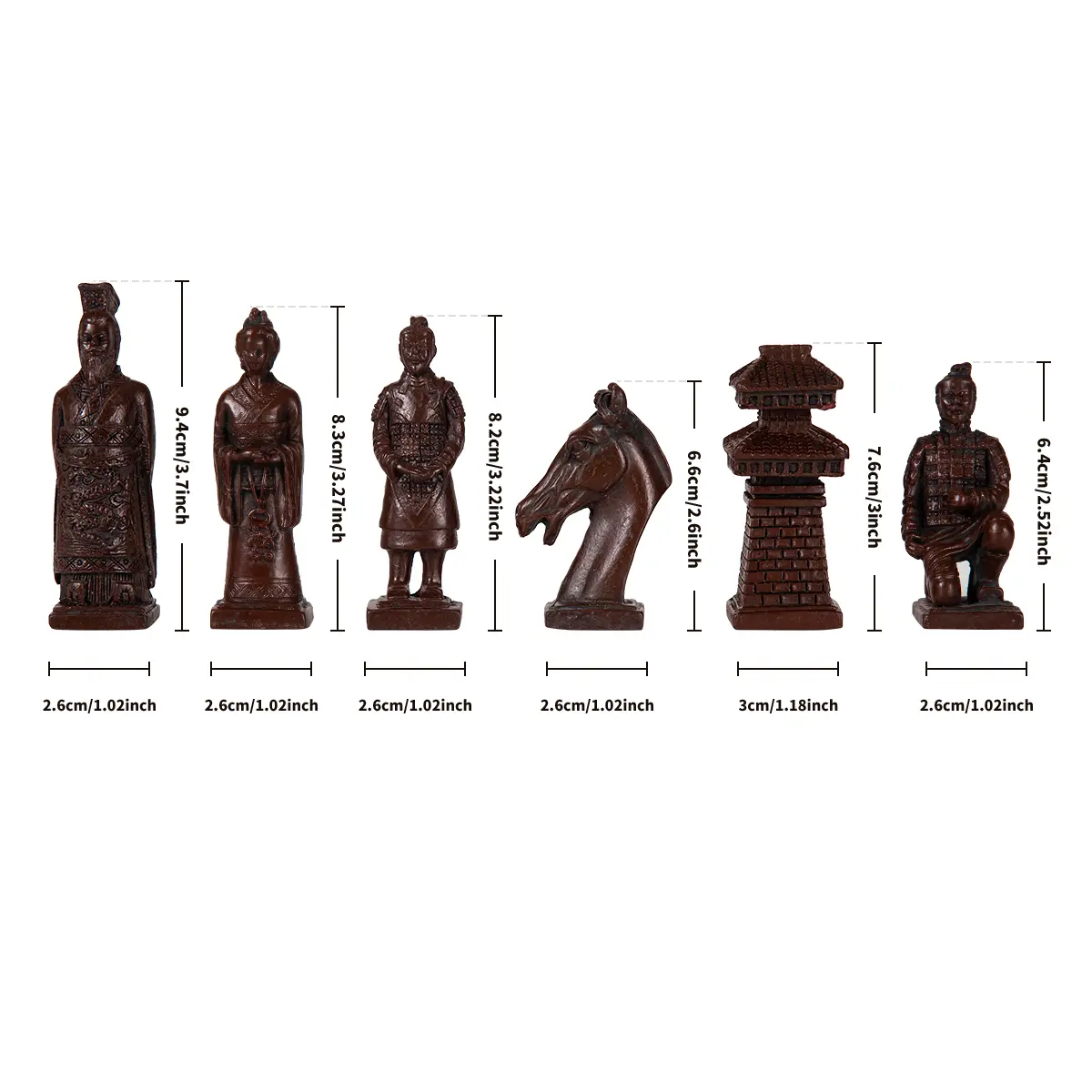 Large chess creative three-dimensional Terra-cotta resin pieces deliberately made old treatment 43*43cm chessboard set