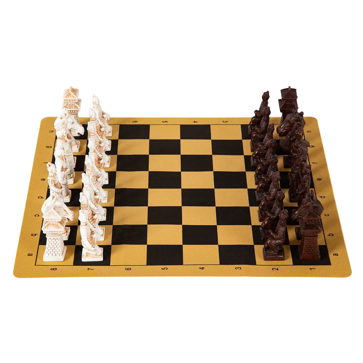 Large chess creative three-dimensional Terra-cotta resin pieces deliberately made old treatment 43*43cm chessboard set