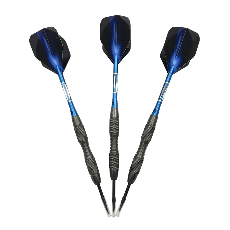 3pcs/set 20g Metal High-grade Hard Imitation Tungsten Steel Dart Needle Training Blue Carved Aluminum Rod Tail Fin Entertainment