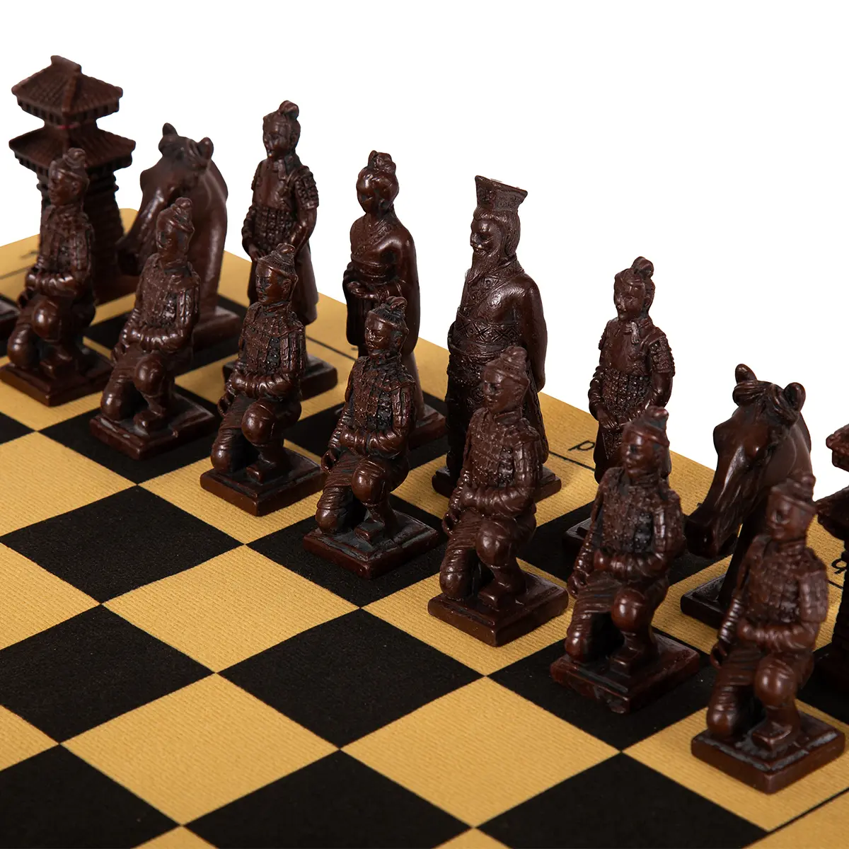 Large chess creative three-dimensional Terra-cotta resin pieces deliberately made old treatment 43*43cm chessboard set