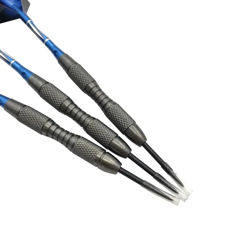 3pcs/set 20g Metal High-grade Hard Imitation Tungsten Steel Dart Needle Training Blue Carved Aluminum Rod Tail Fin Entertainment