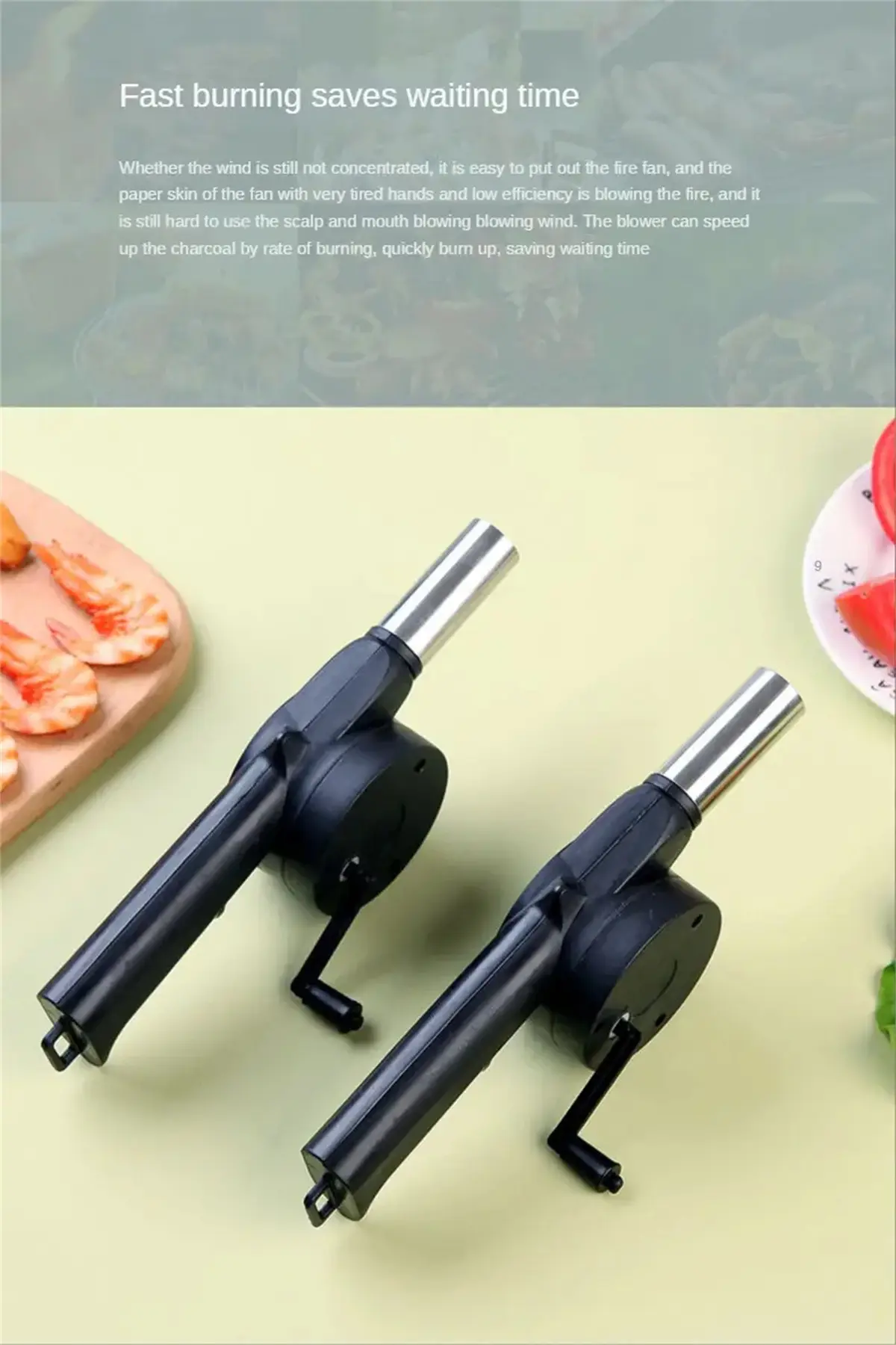 Hand Crank Air Blower Lightweight Manual BBQ Grill Fire Starter Hand-Cranked Barbecue Fan Outdoor Camping Barbecue Picnic Tool