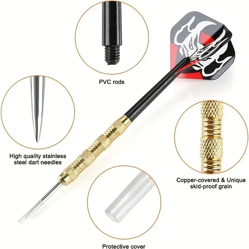 18 Pcs/set Of 14g Iron Plated Copper Dart Needle Black Plastic Rod With 6 Kinds Of Dart Wings Entertainment Game