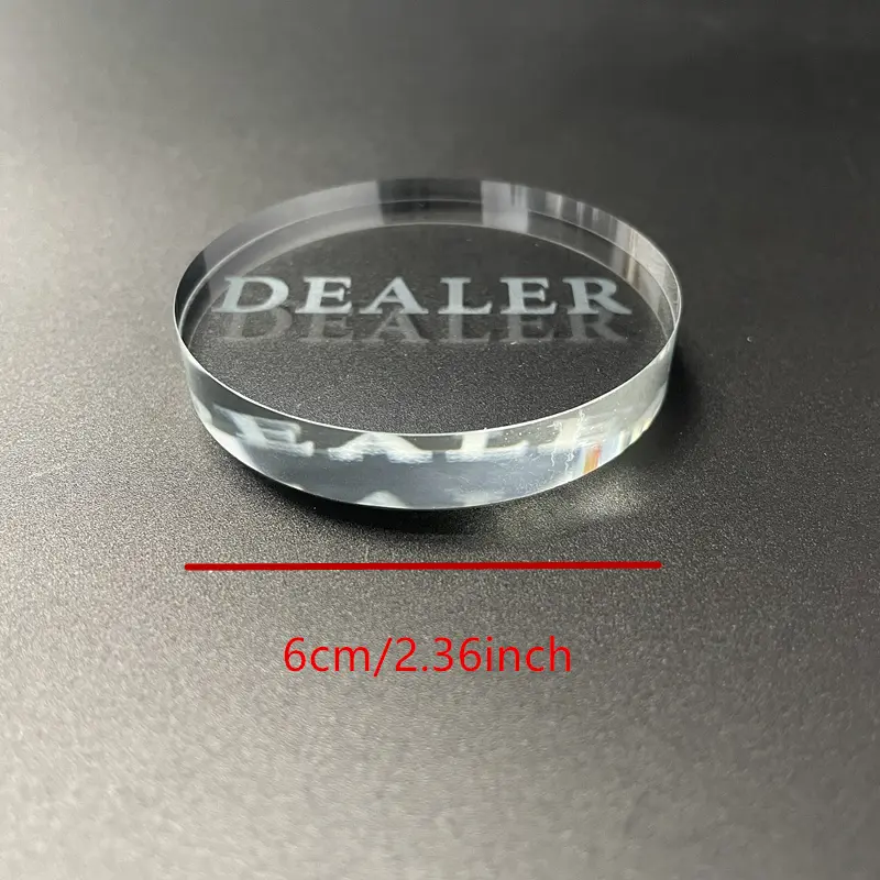 Transparent crystal "DEALER" game entertainment, 6cm/2.36inch tabletop game and competitive board game accessories