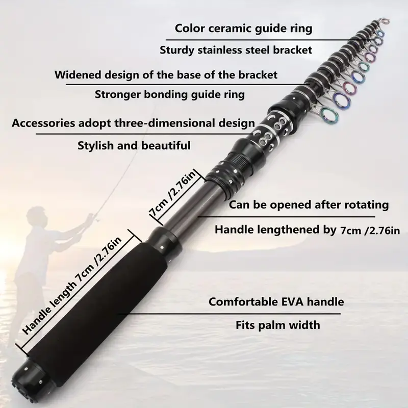 Ultra short and ultra hard carbon fiber fishing rod with portable telescopic design 1.8-3.0M and large handle fishing rod