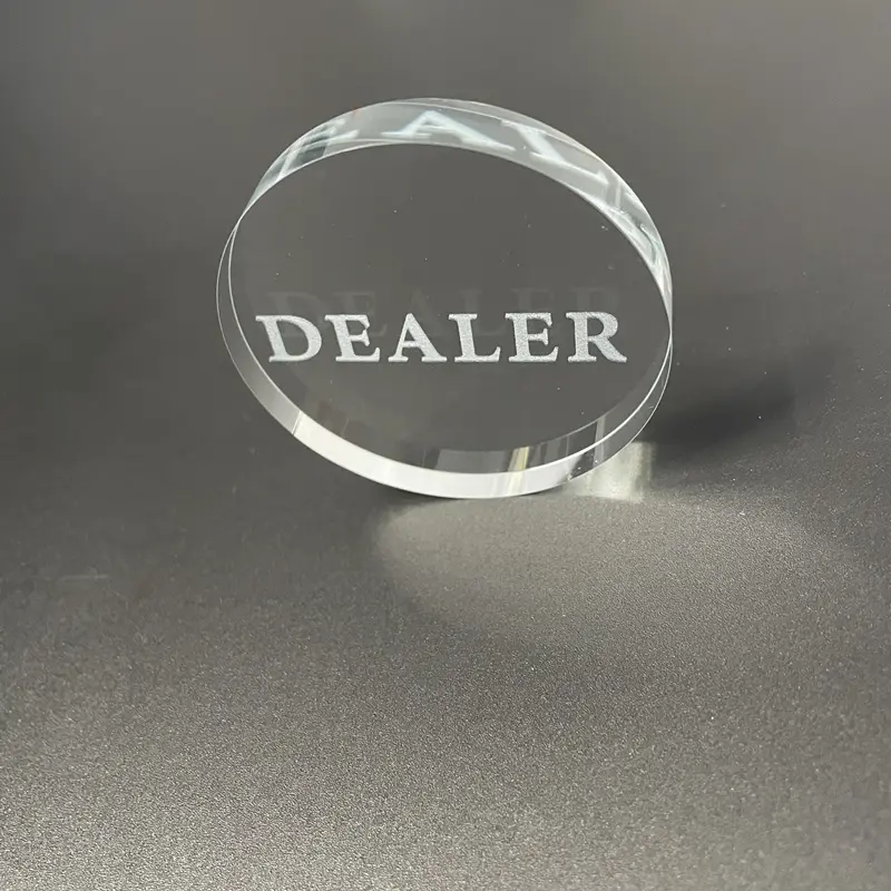 Transparent crystal "DEALER" game entertainment, 6cm/2.36inch tabletop game and competitive board game accessories