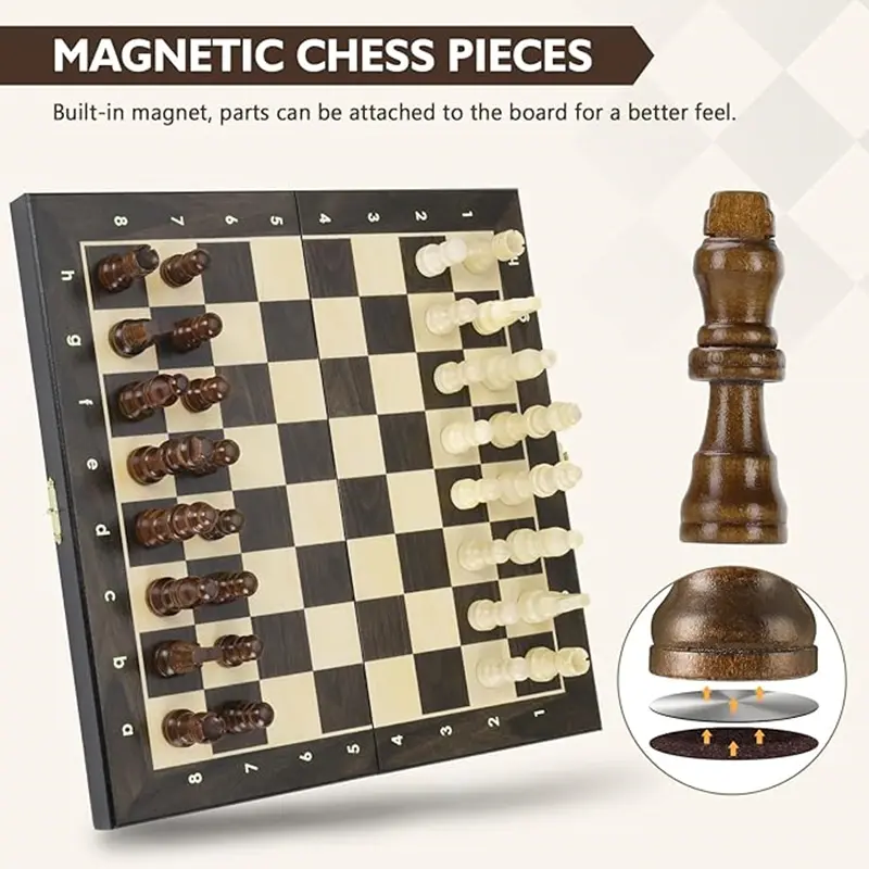 Travel Portable Chess 30/12 inch Wooden Chess Folding Board Adult Game Family Chess Game