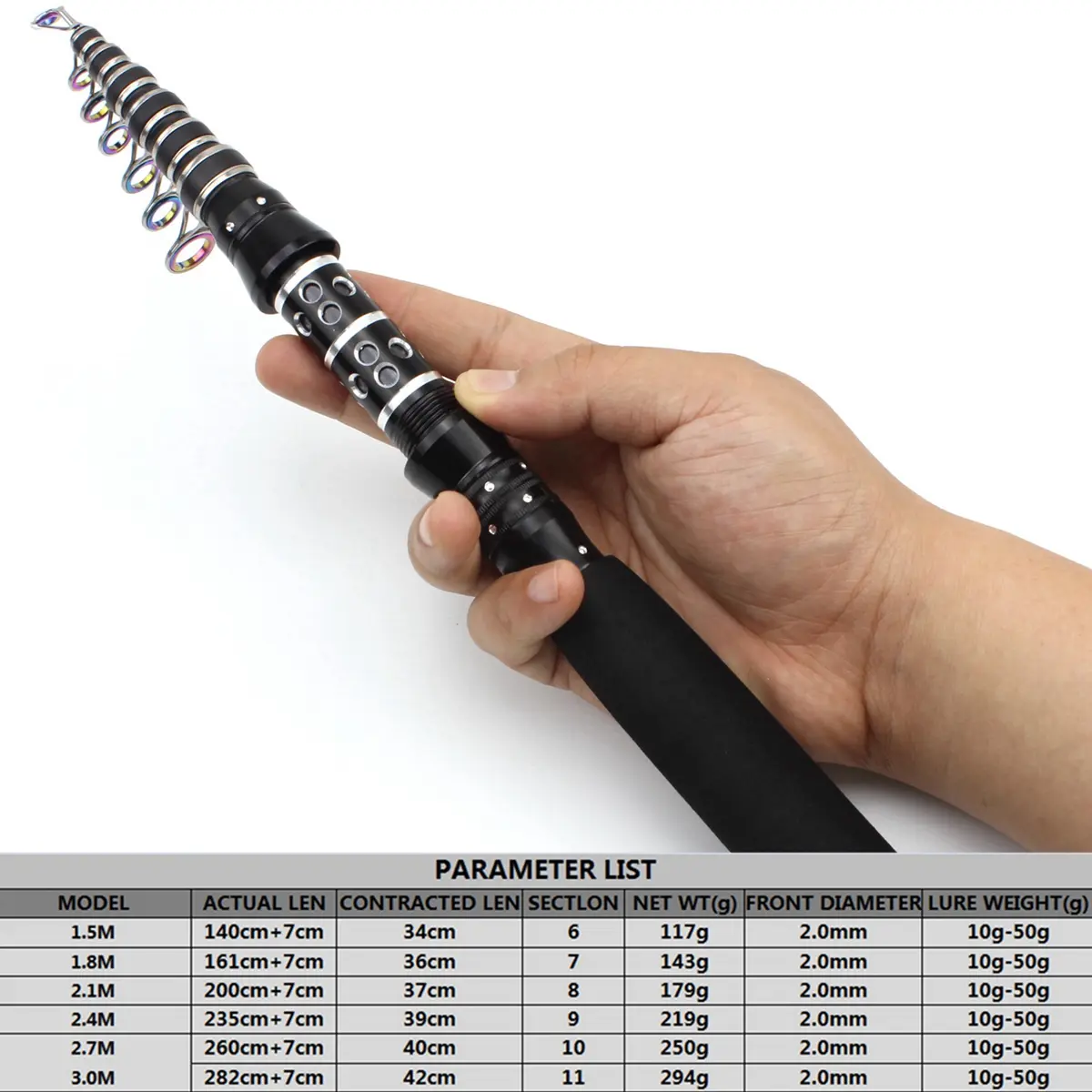 Ultra short and ultra hard carbon fiber fishing rod with portable telescopic design 1.8-3.0M and large handle fishing rod