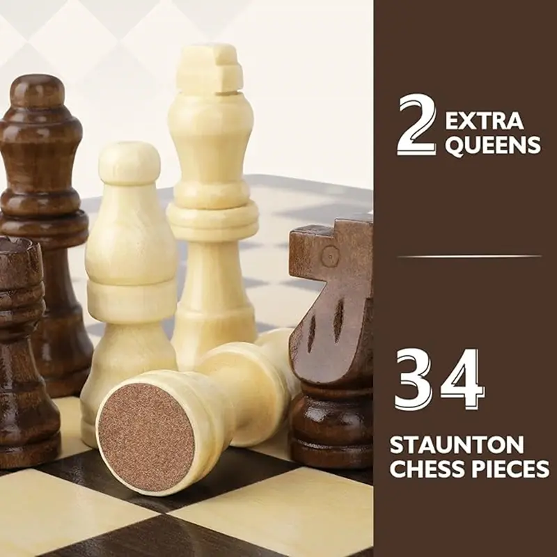 Travel Portable Chess 30/12 inch Wooden Chess Folding Board Adult Game Family Chess Game