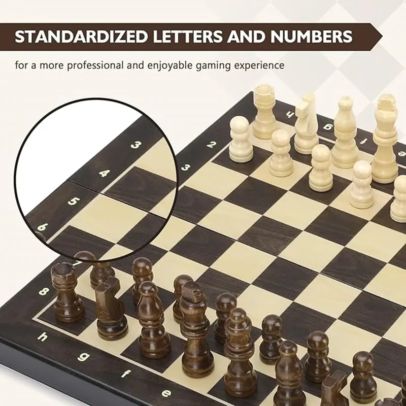 Travel Portable Chess 30/12 inch Wooden Chess Folding Board Adult Game Family Chess Game