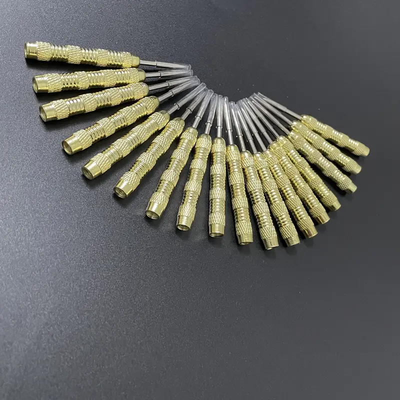 12 dart needles 13 g/0.46 ounces exquisitely carved yellow pattern iron material electroplating process accessories steel tips