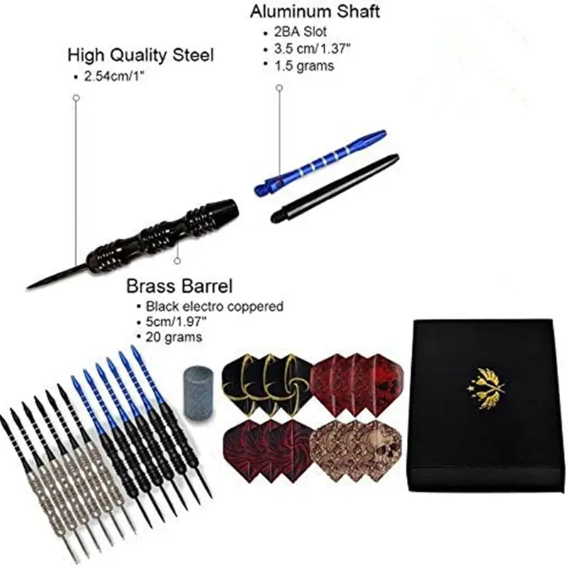 Metal dart Steel tip 12 / set aluminum dart rod plastic post Extra flying dart sharpener needle stone box