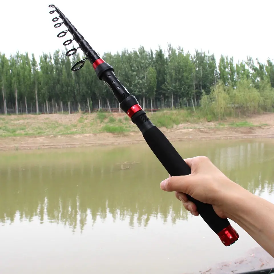 Carbon portable fishing rod, ultra-light retractable lull rod, comfortable extended handle, ceramic guide ring fishing rod