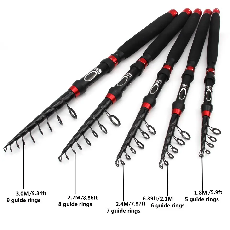 Carbon portable fishing rod, ultra-light retractable lull rod, comfortable extended handle, ceramic guide ring fishing rod