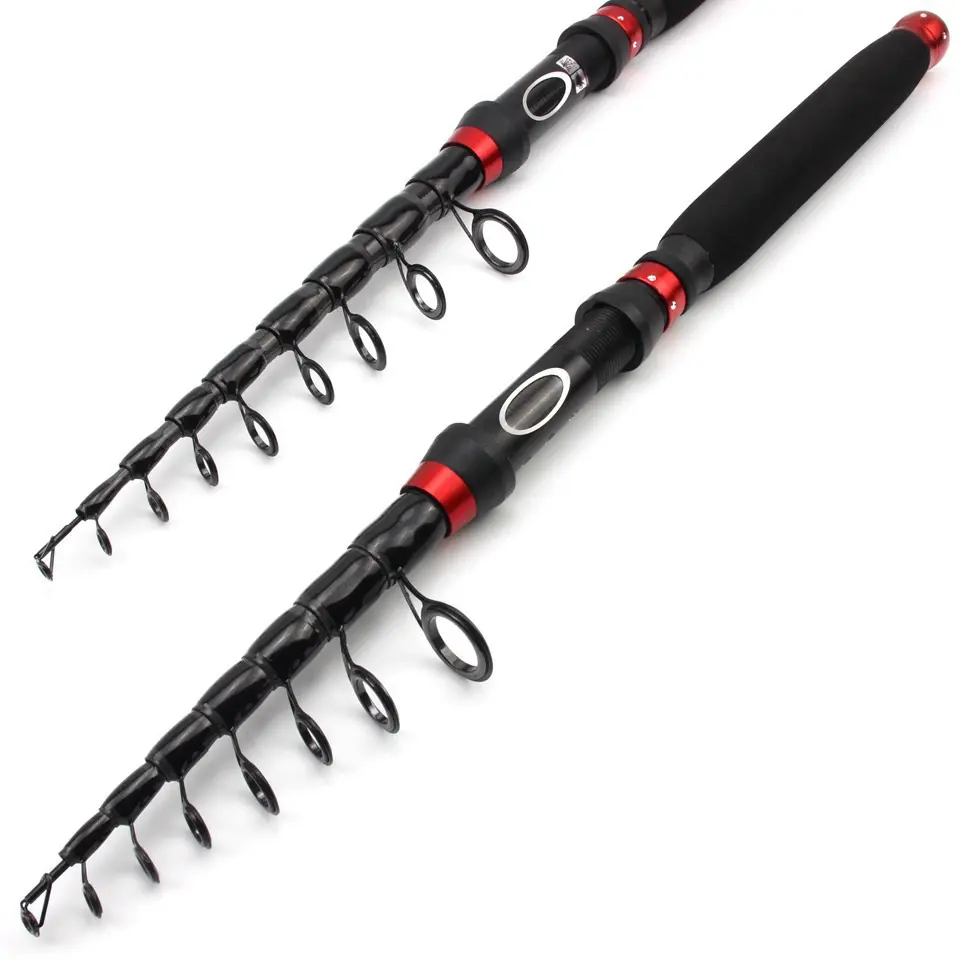 Carbon portable fishing rod, ultra-light retractable lull rod, comfortable extended handle, ceramic guide ring fishing rod