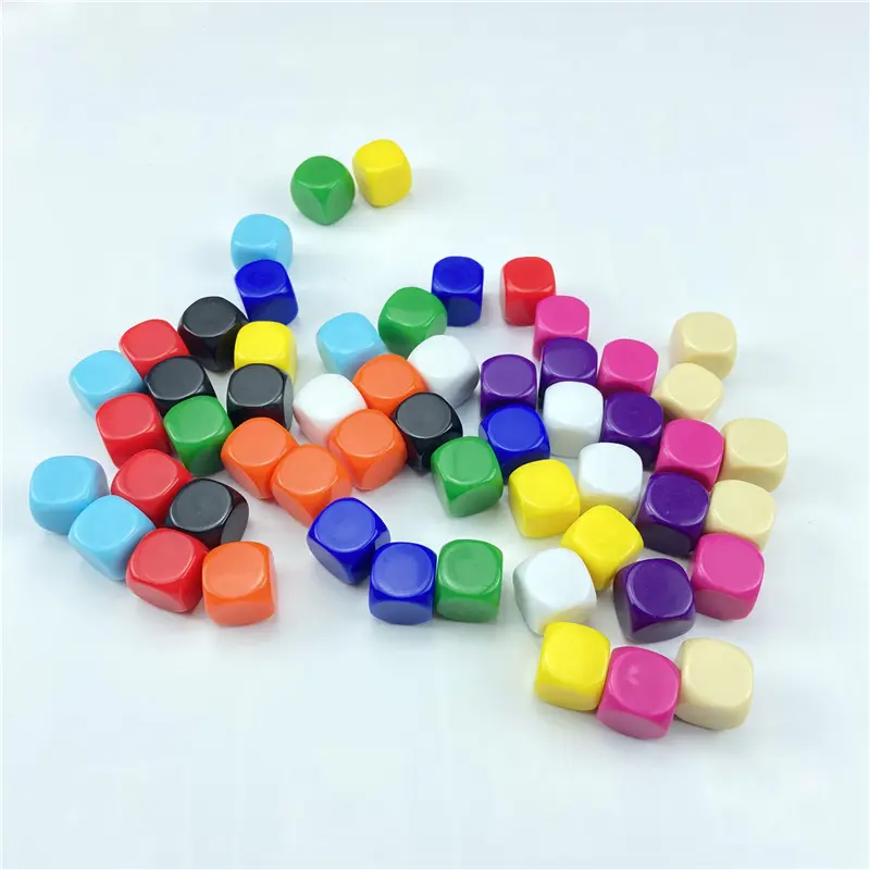 100Pcs/Lot 16mm Dice Rounded Corner Boardgame Acrylic Hexahedron Blank Dice Write Color Free Creativity Interesting DIY Dice