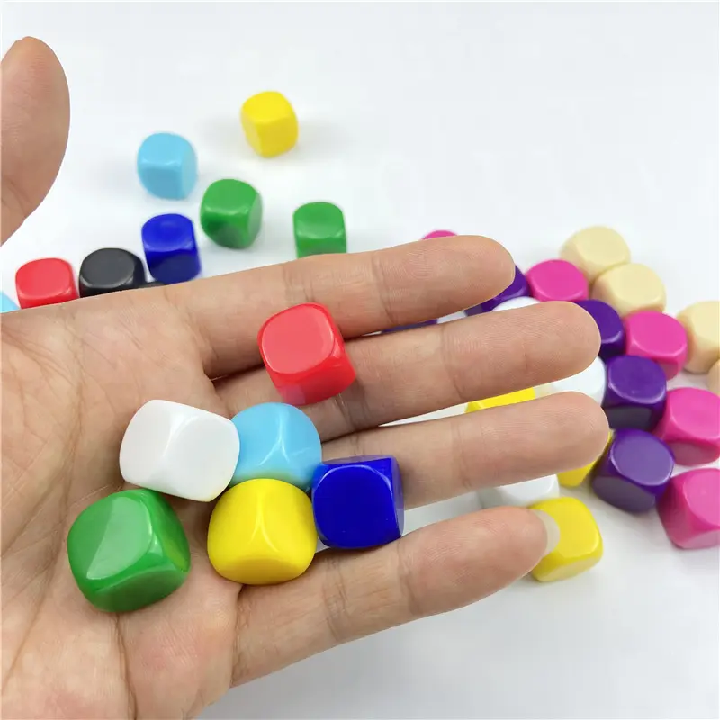 100Pcs/Lot 16mm Dice Rounded Corner Boardgame Acrylic Hexahedron Blank Dice Write Color Free Creativity Interesting DIY Dice