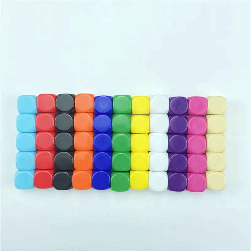 100Pcs/Lot 16mm Dice Rounded Corner Boardgame Acrylic Hexahedron Blank Dice Write Color Free Creativity Interesting DIY Dice