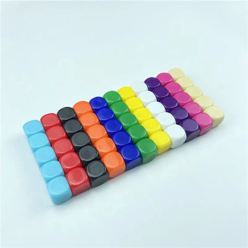 100Pcs/Lot 16mm Dice Rounded Corner Boardgame Acrylic Hexahedron Blank Dice Write Color Free Creativity Interesting DIY Dice