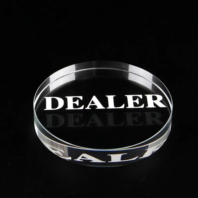 1 Clear Crystal DEALER Size 58*10mm/2.28*0.39in Dealer Texas Game Accessories Board Game Entertainment